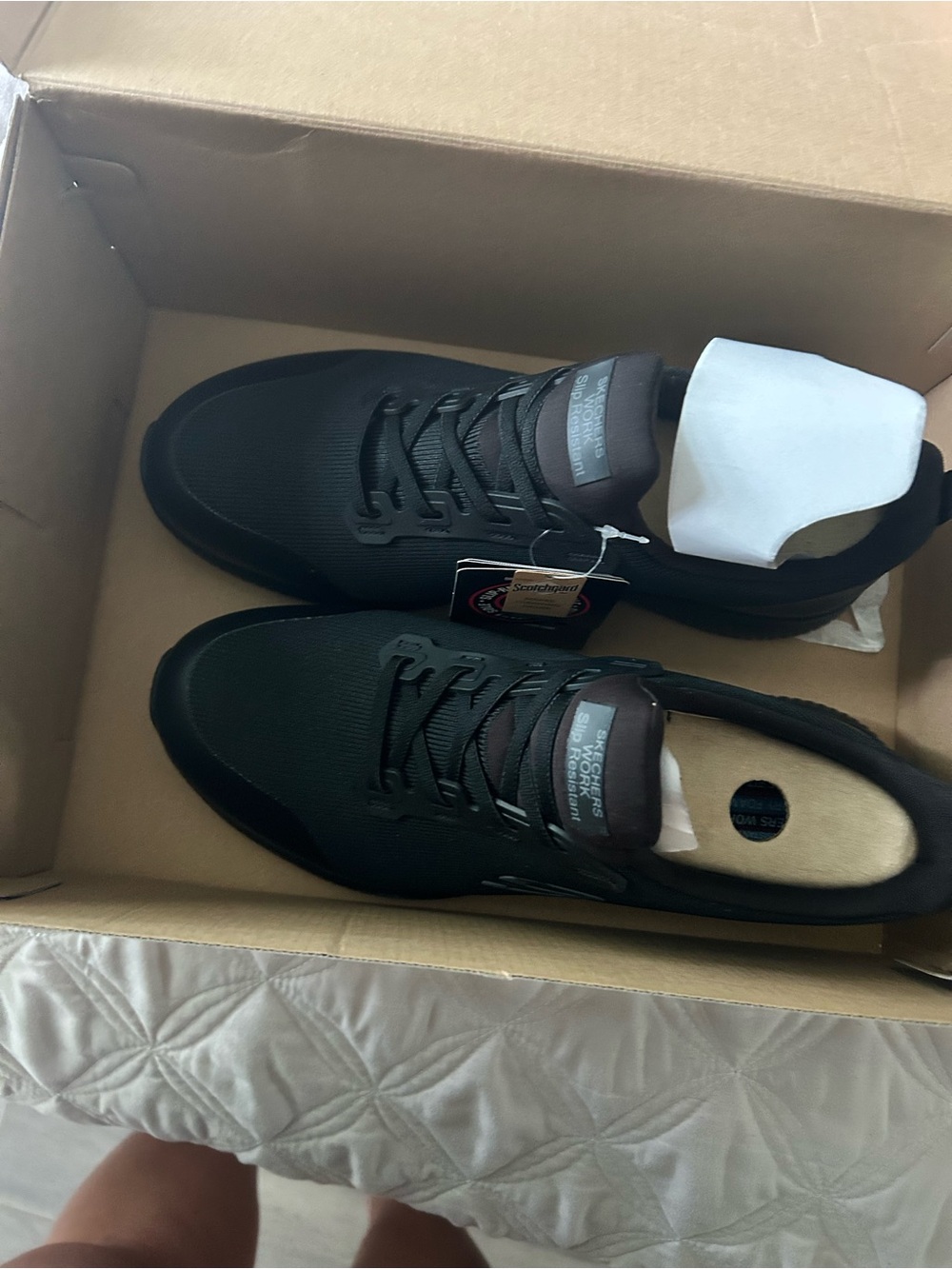 Skechers Men's Black Slip-Resistant Athletic Shoes
